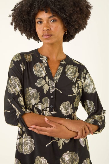 Roman Gold Floral Foil Print Shirt