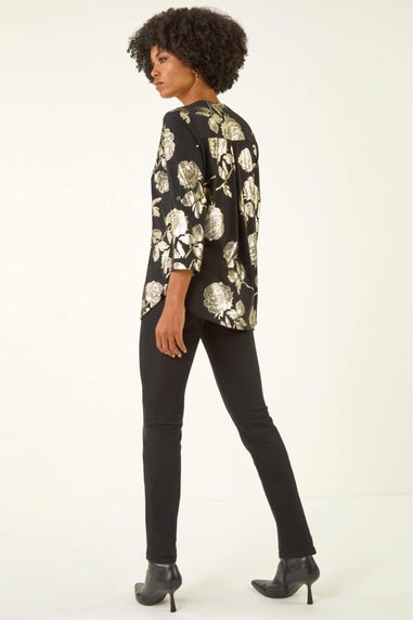 Roman Gold Floral Foil Print Shirt