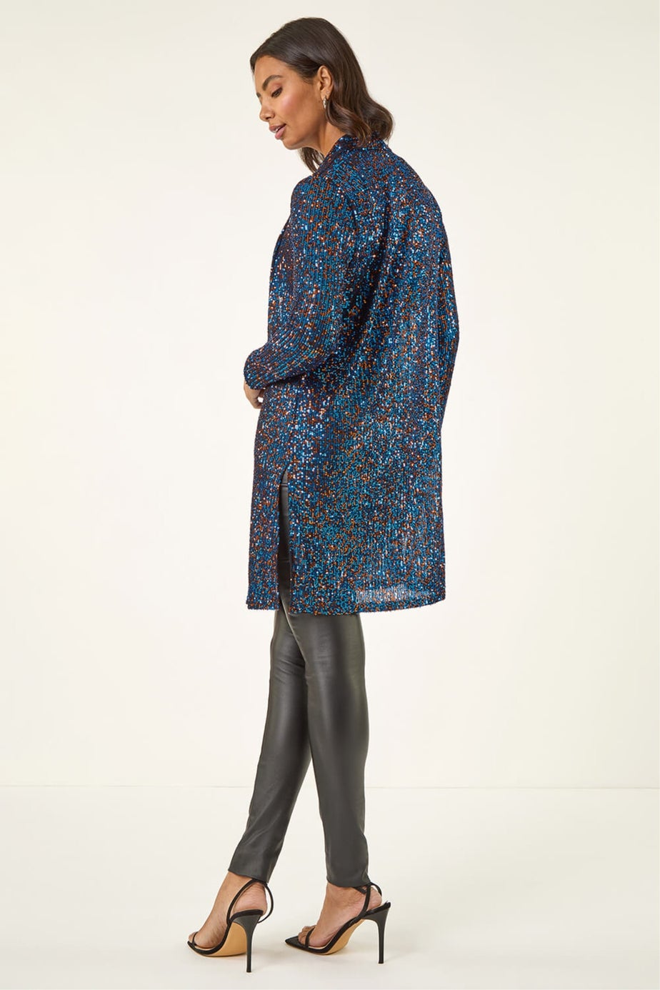 Roman Royal Blue Sequin Longline Kimono