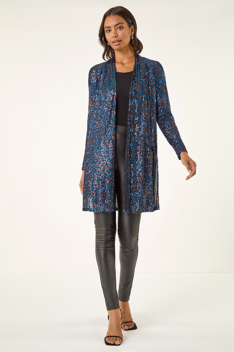 Roman Royal Blue Sequin Longline Kimono