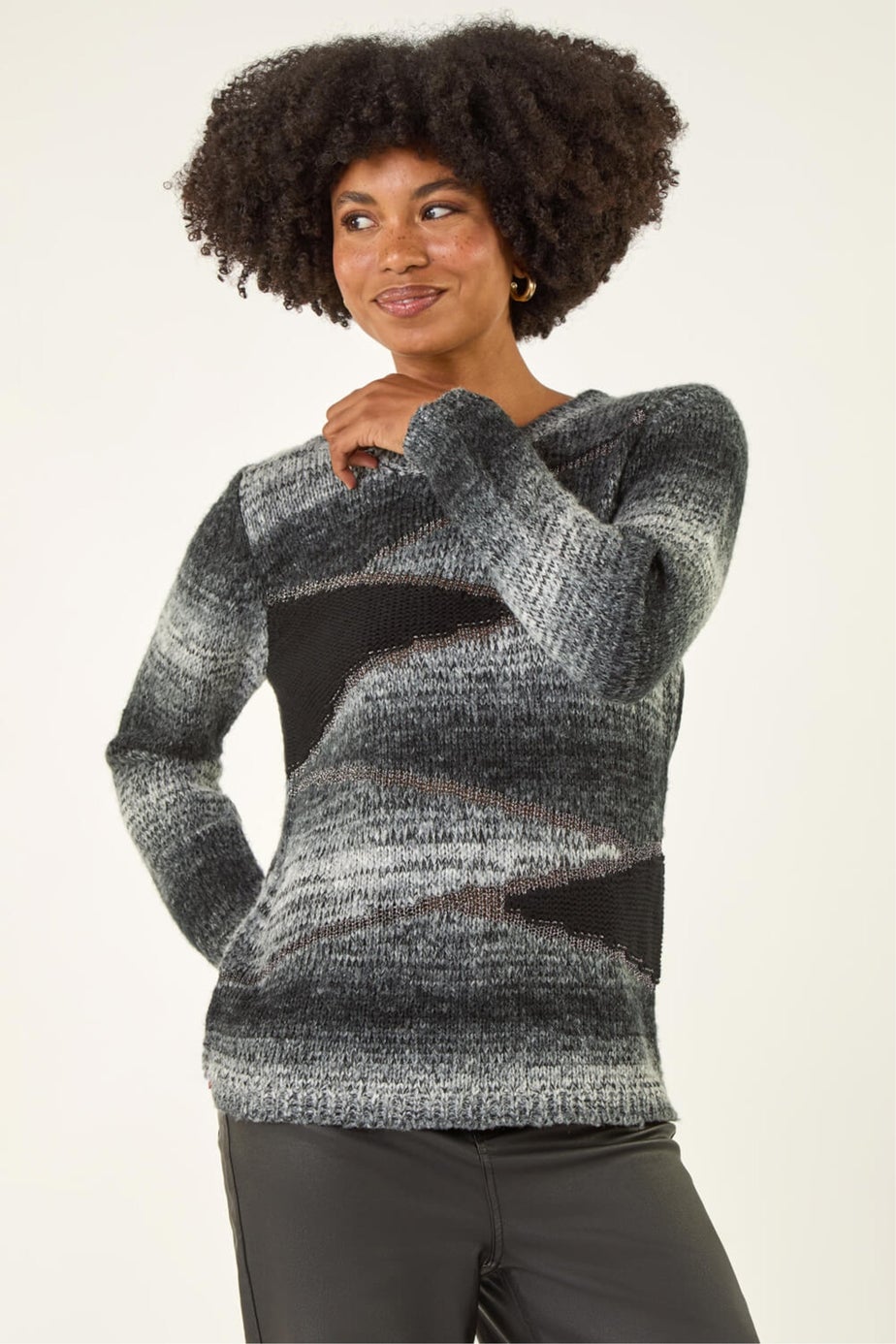 Roman Black Colour Block Knit Jumper
