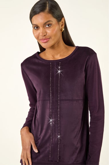 Roman Plum Sparkly Detail Knit Top