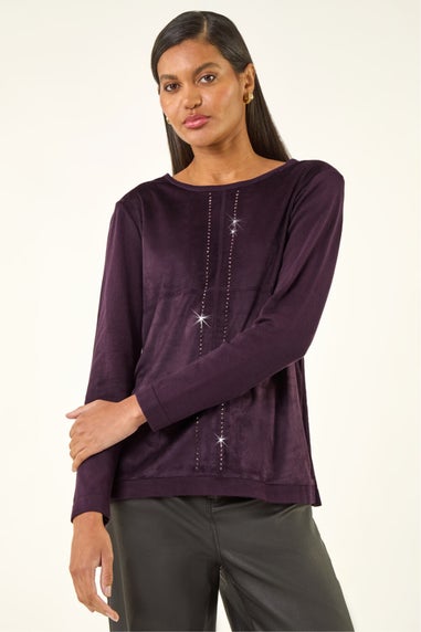 Roman Plum Sparkly Detail Knit Top