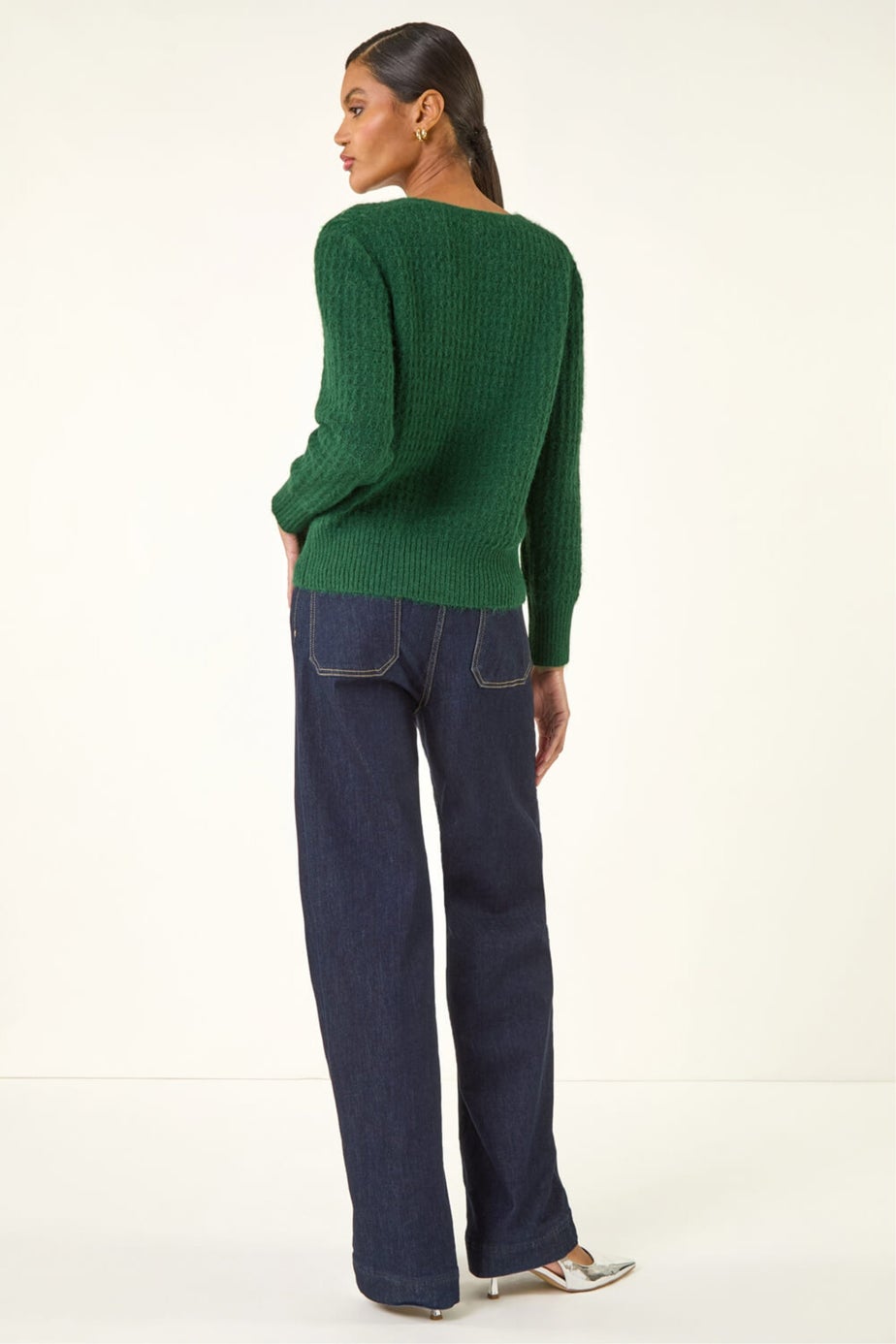 Roman Forest Buttoned Sequin Knit Cardigan