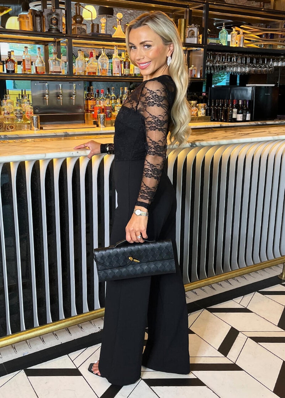AX Paris Black 2 in 1 Lace Top Long Sleeve Jumpsuit