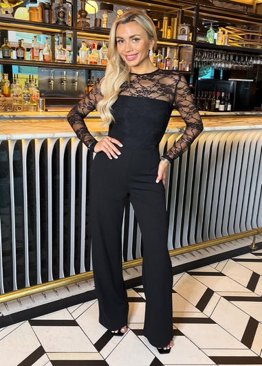 AX Paris Black 2 in 1 Lace Top Long Sleeve Jumpsuit