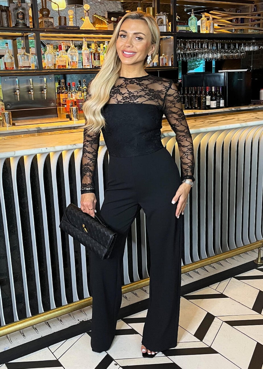 AX Paris Black 2 in 1 Lace Top Long Sleeve Jumpsuit