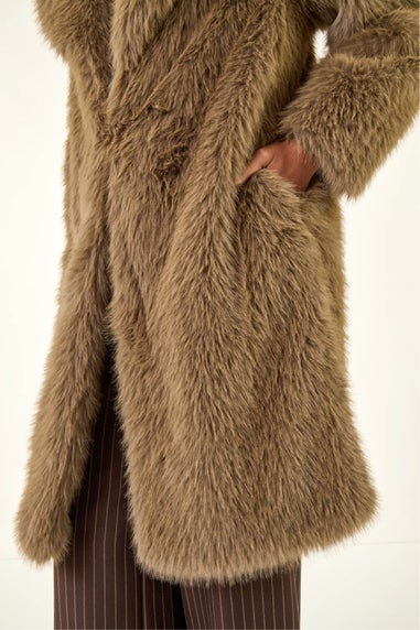 Roman Brown Premium Faux Fur Coat