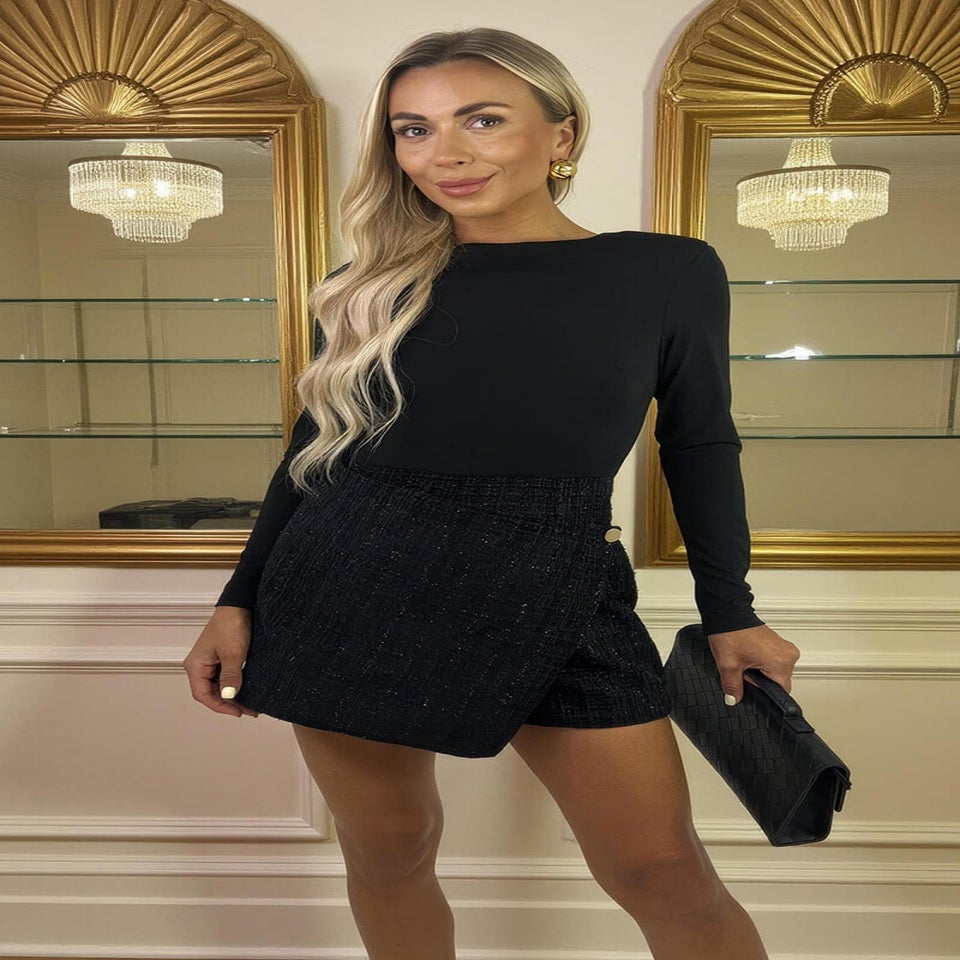 AX Paris Black Sparkle Tweed 2 in 1 Long Sleeve Playsuit