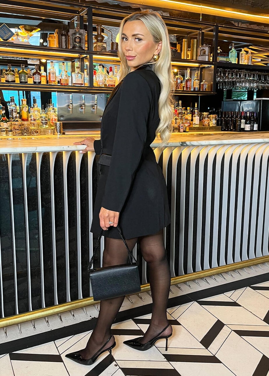 AX Paris Black Satin Collar Fitted Blazer Mini Dress