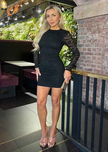 AX Paris Black Lace Long Sleeve Bodycon Mini Dress