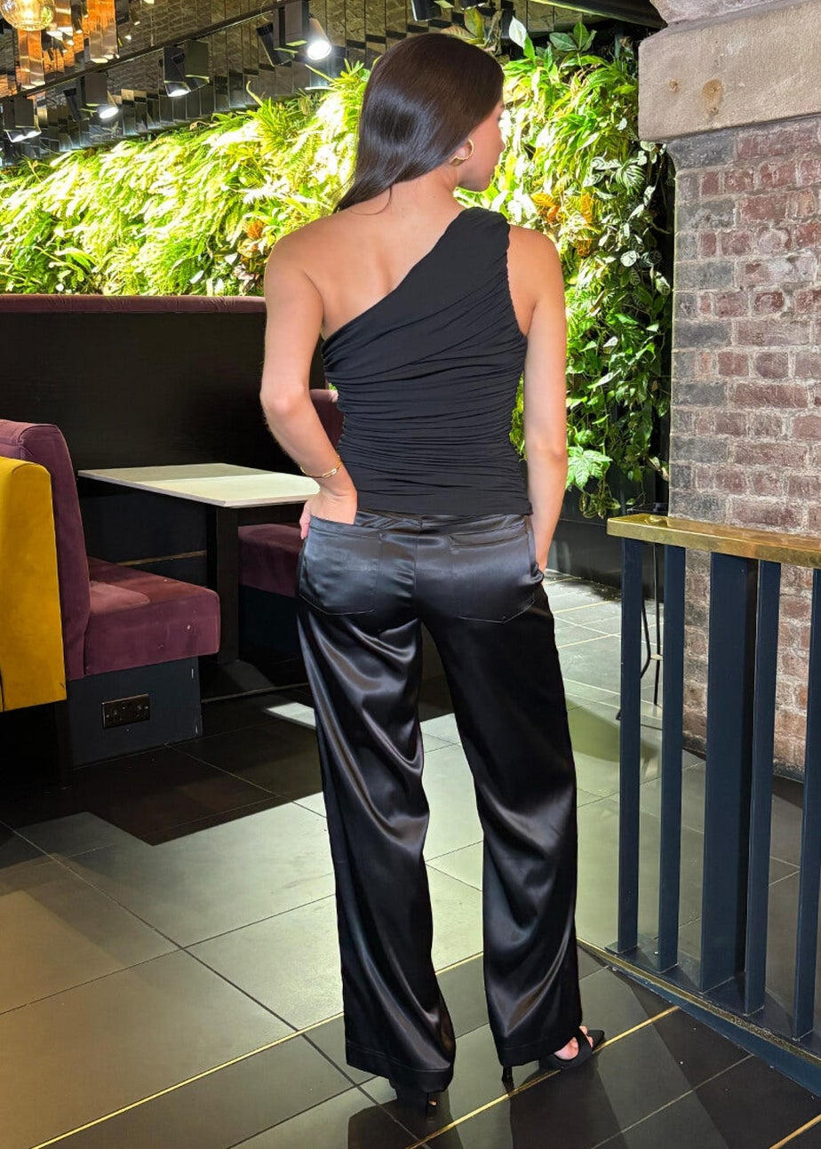 AX Paris Black Satin Wide Leg Trousers