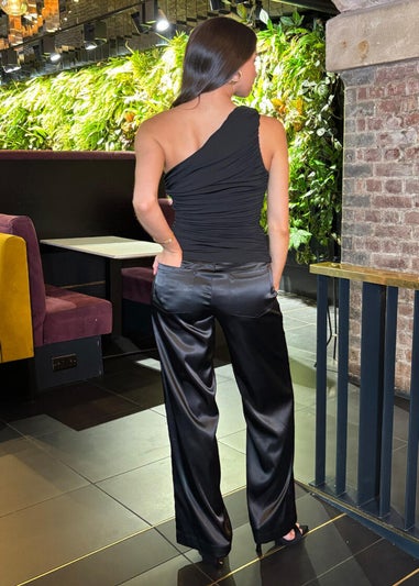 AX Paris Black Satin Wide Leg Trousers