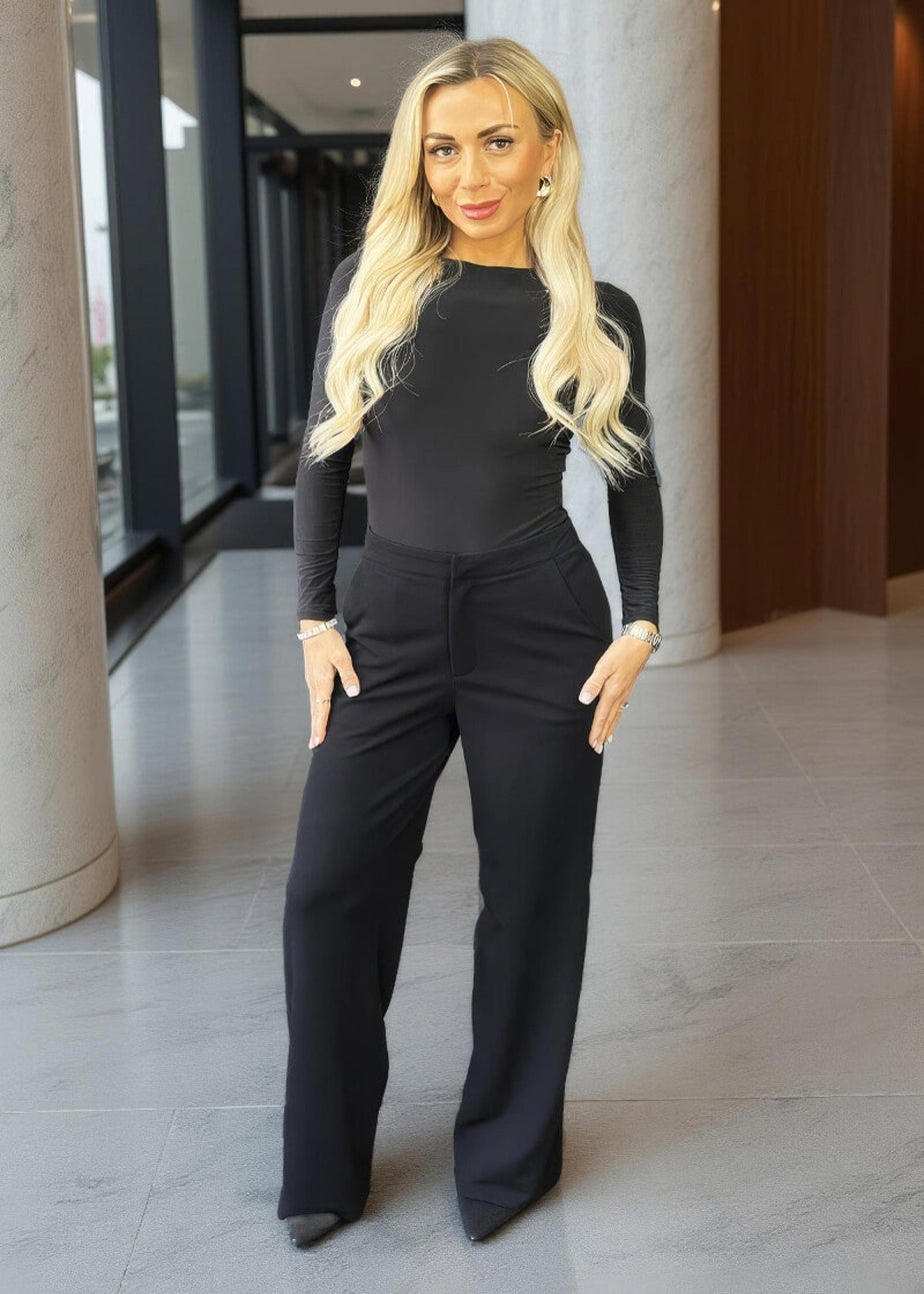 AX Paris Black High Waist Wide Leg Trousers