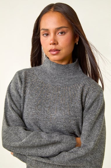 Roman Grey Petite Sparkly Knit Jumper
