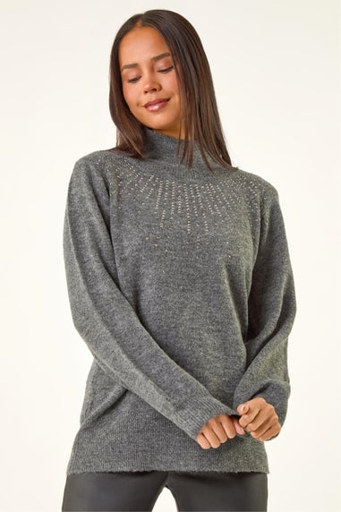 Roman Grey Petite Sparkly Knit Jumper