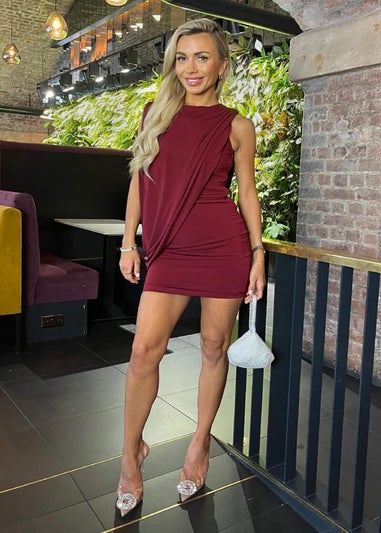 AX Paris Burgundy Draped Side Mini Dress