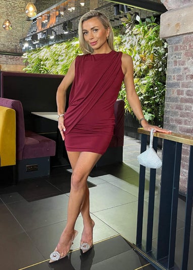 AX Paris Burgundy Draped Side Mini Dress