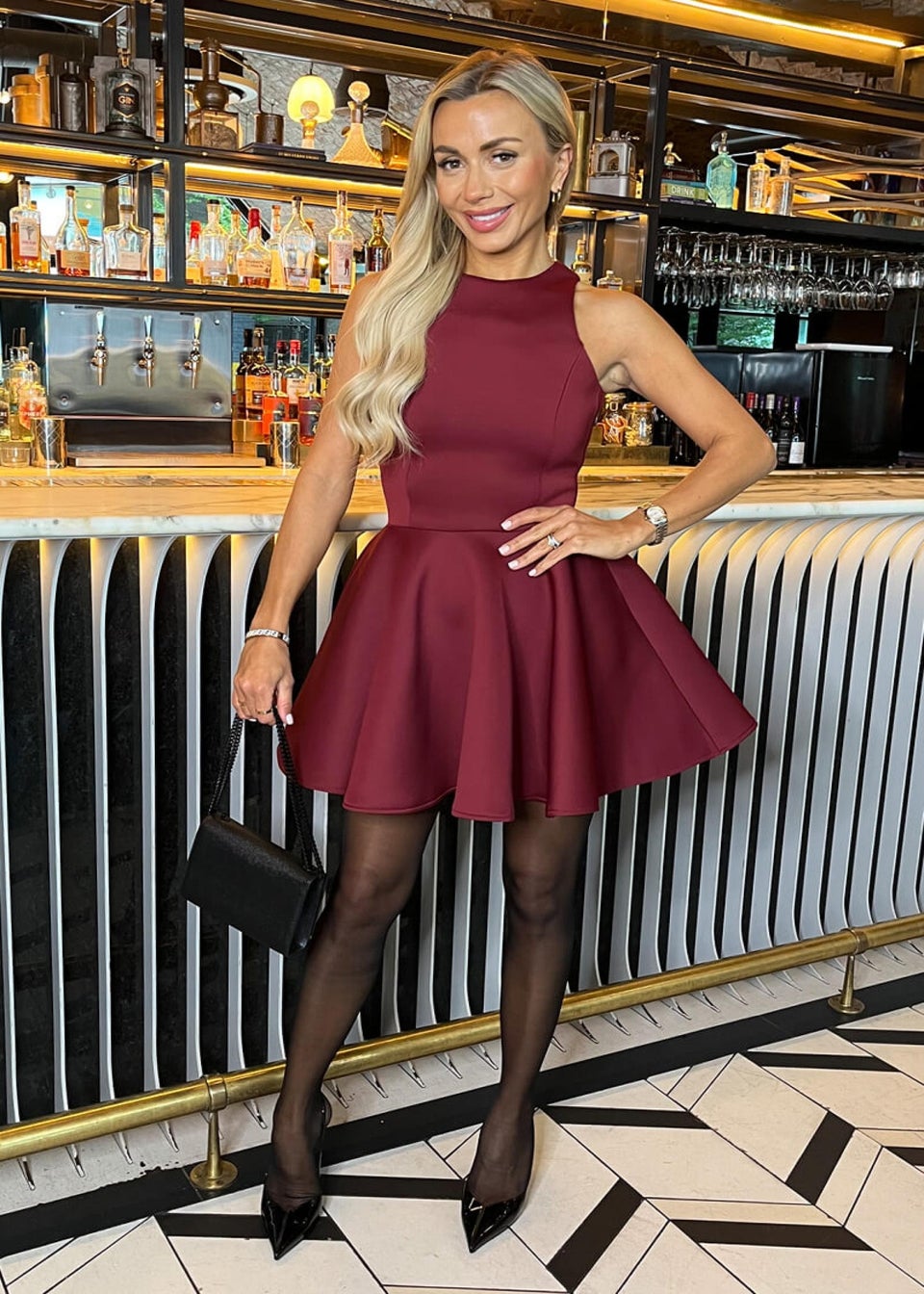 AX Paris Burgundy Scuba Sleeveless Skater Mini Dress