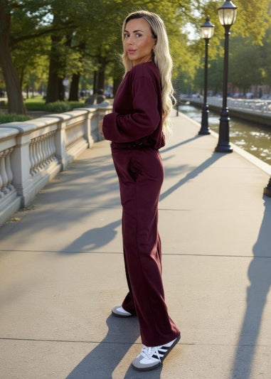 AX Paris Burgundy Bubble Hem Cropped Soft Bomber Jacket