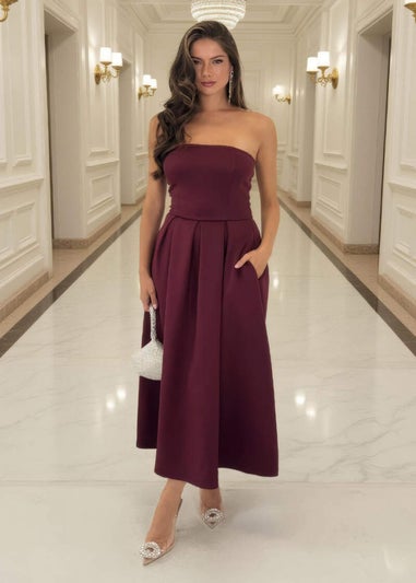AX Paris Plum Bandeau A-Line Skirt Midi Dress
