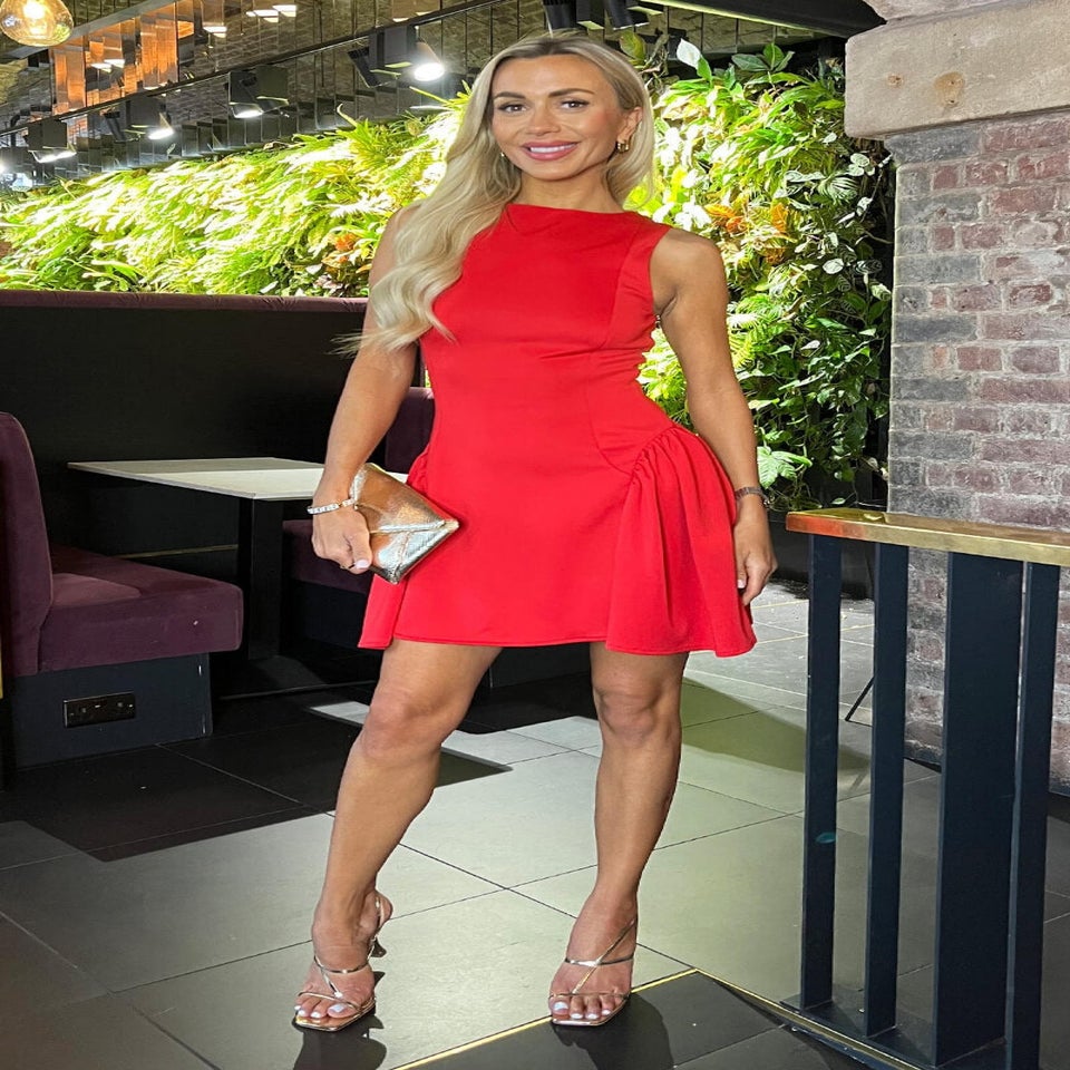 AX Paris Red Round Neck Pleated Hip Mini Dress