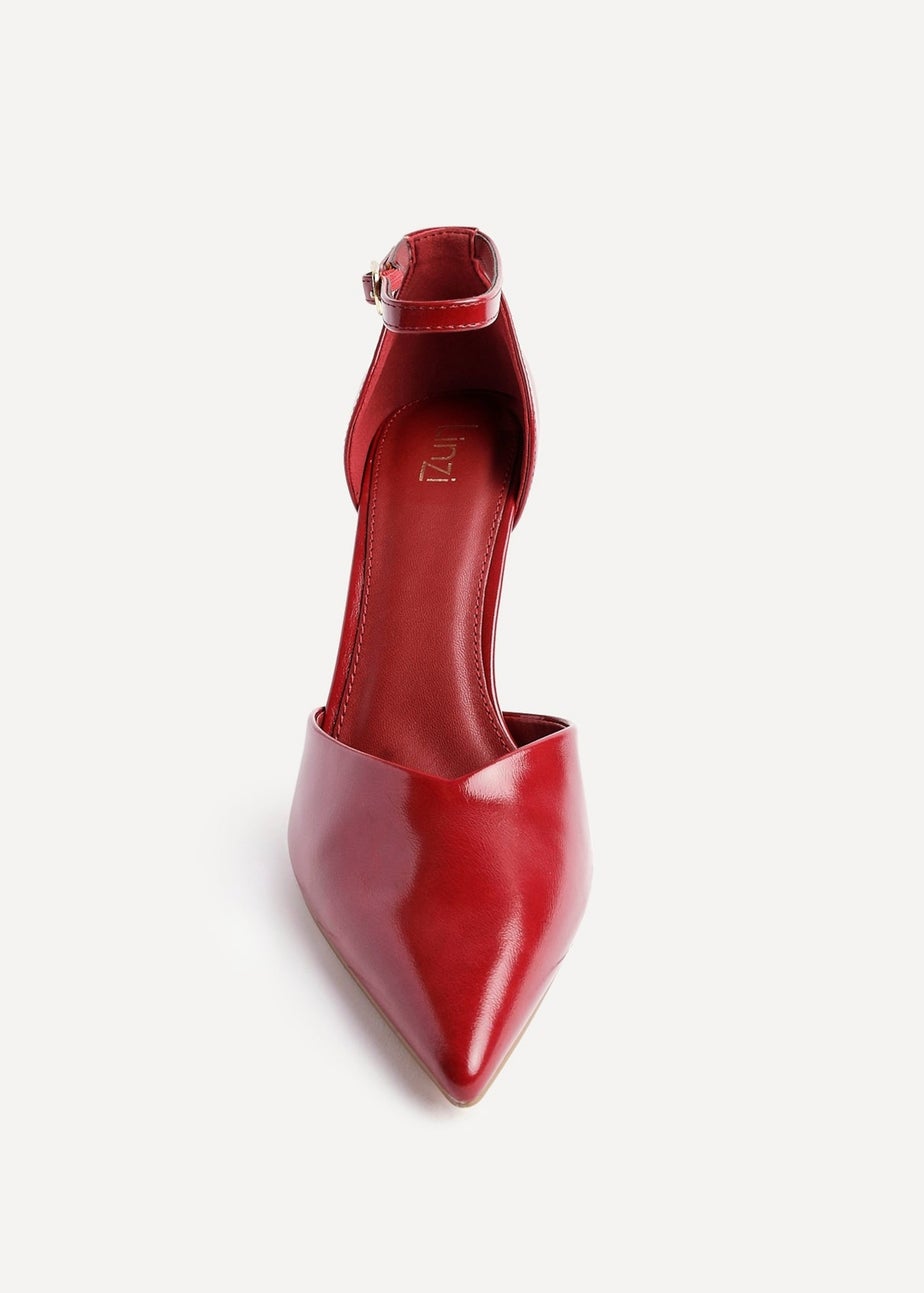 Linzi Moira Red Faux Leather V Cut Court Heel