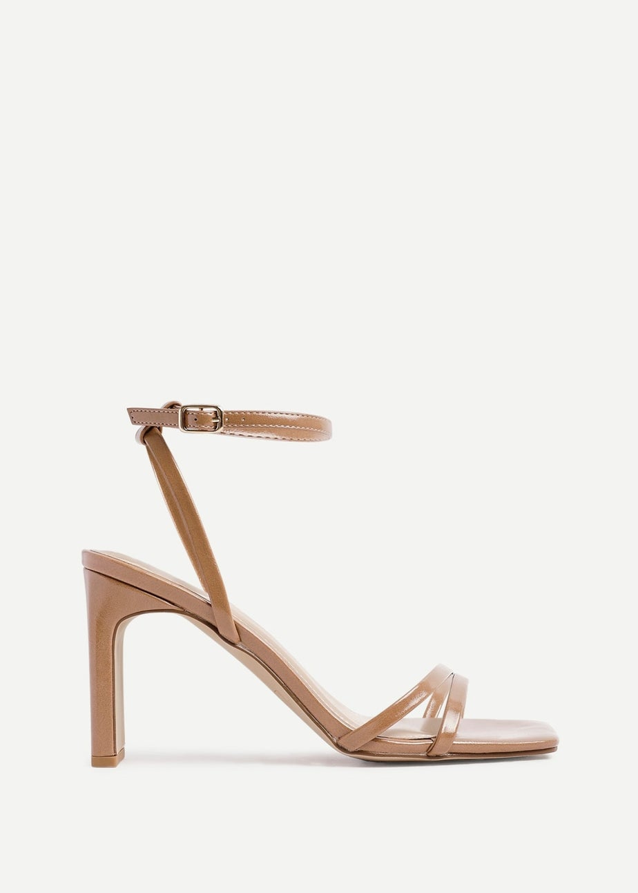 Linzi Gesture Deep Nude Faux Leather Strappy High Heel