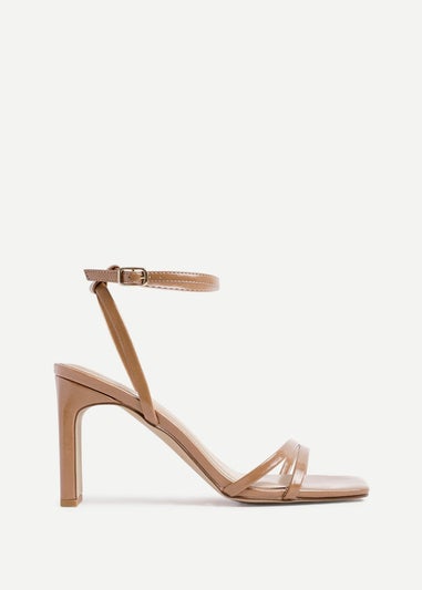 Linzi Gesture Deep Nude Faux Leather Strappy High Heel