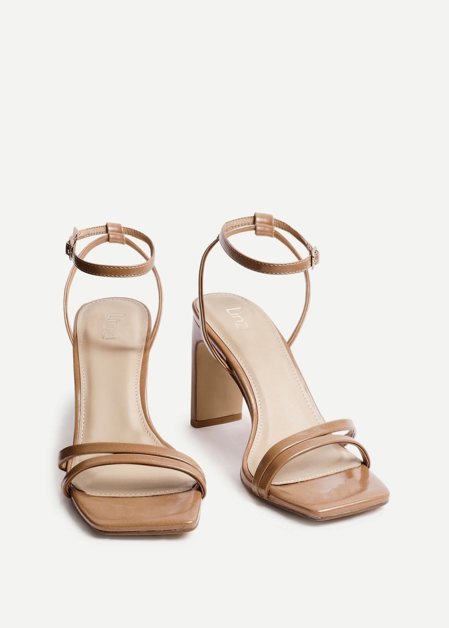 Linzi Gesture Deep Nude Faux Leather Strappy High Heel