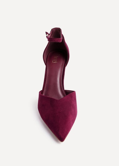 Linzi Moira Burgundy Faux Suede V Cut Court Heel