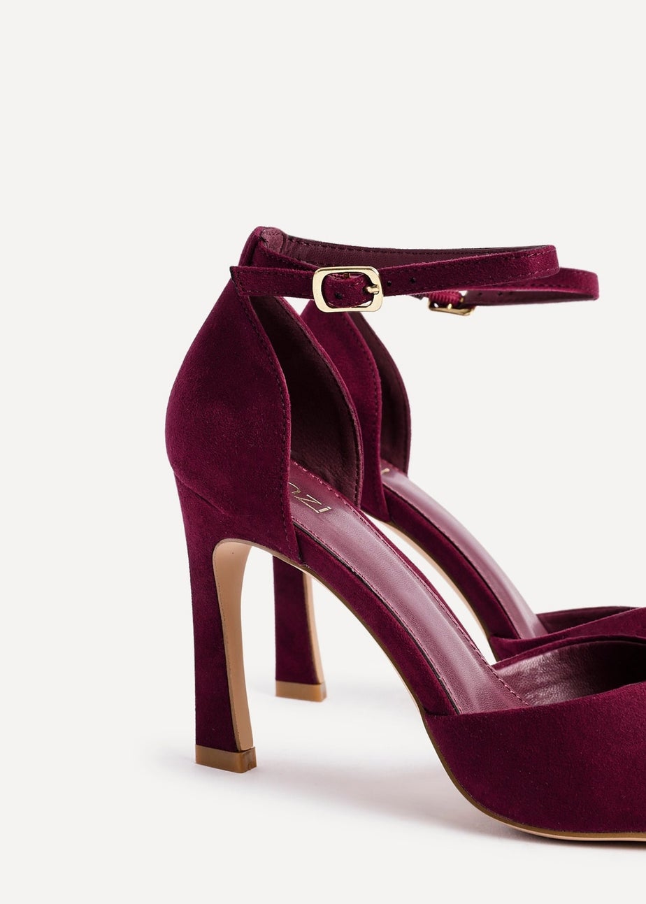 Linzi Moira Burgundy Faux Suede V Cut Court Heel