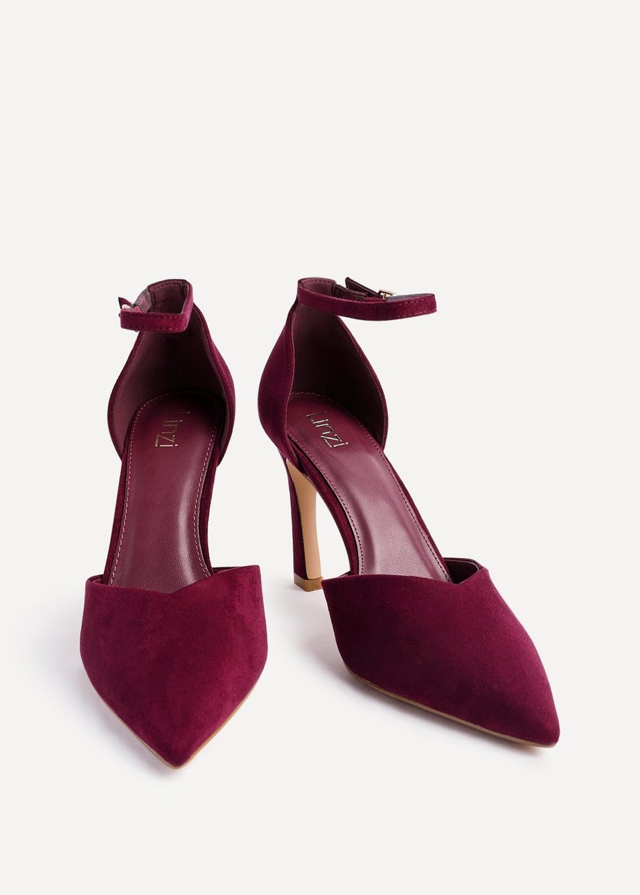 Linzi Moira Burgundy Faux Suede V Cut Court Heel