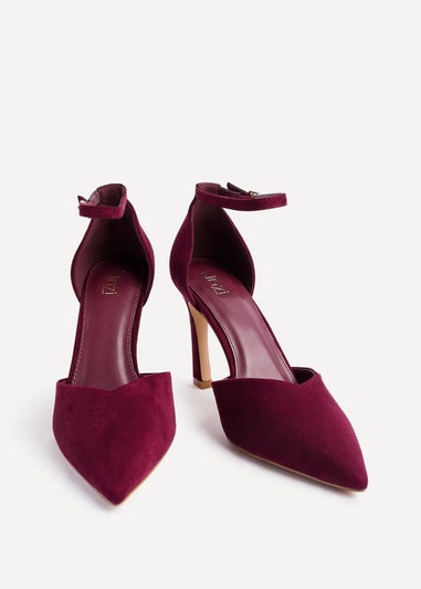 Linzi Moira Burgundy Faux Suede V Cut Court Heel