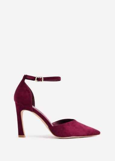 Linzi Moira Burgundy Faux Suede V Cut Court Heel