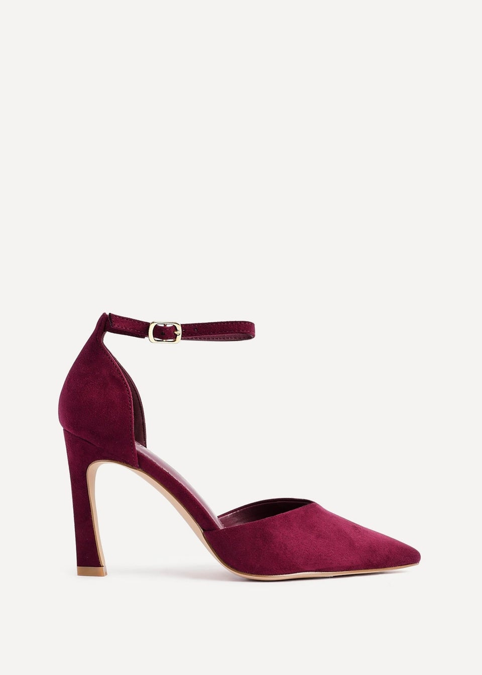 Linzi Moira Burgundy Faux Suede V Cut Court Heel