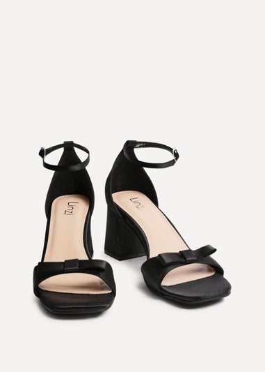 Linzi Orena Black Satin Block Heel