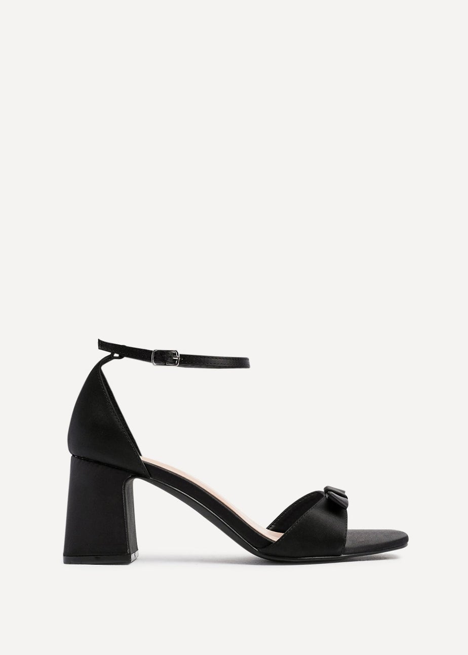 Linzi Orena Black Satin Block Heel