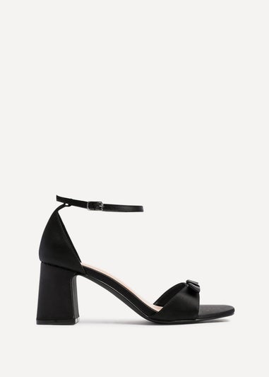 Linzi Orena Black Satin Block Heel