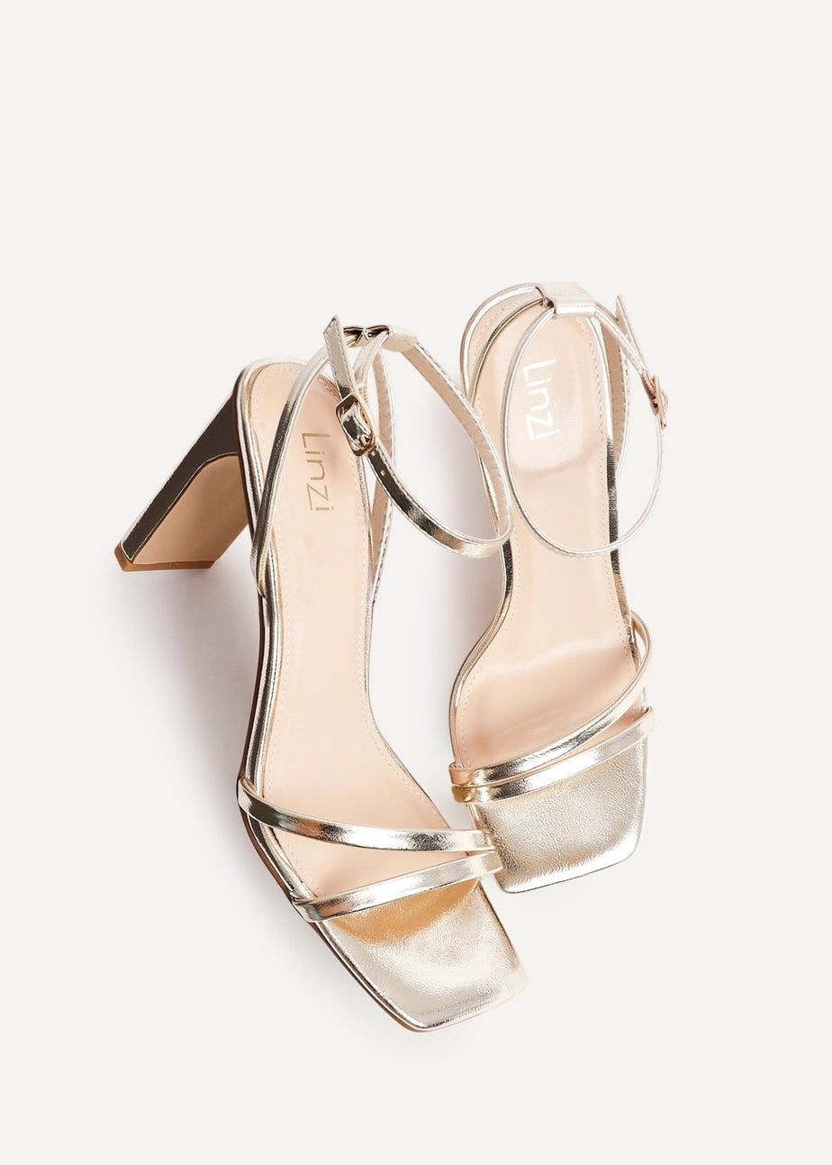 Linzi Gesture Gold Faux Leather Strappy High Heel
