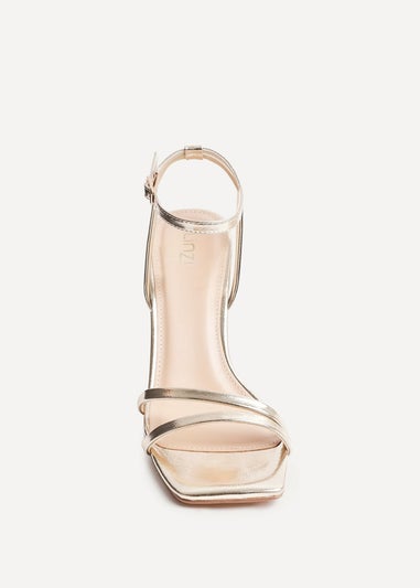 Linzi Gesture Gold Faux Leather Strappy High Heel
