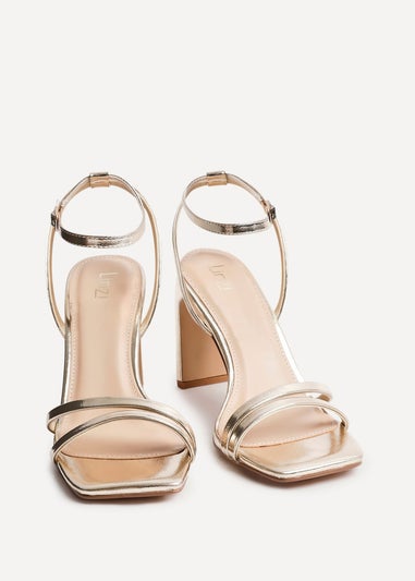 Linzi Gesture Gold Faux Leather Strappy High Heel