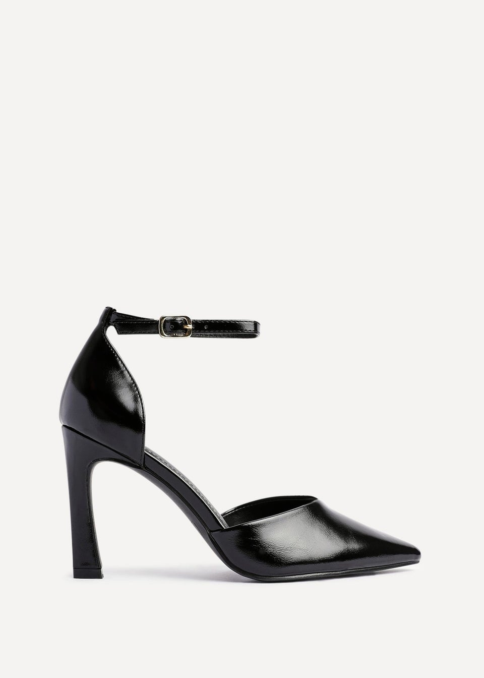 Linzi Moira Black Faux Leather V Cut Court Heel