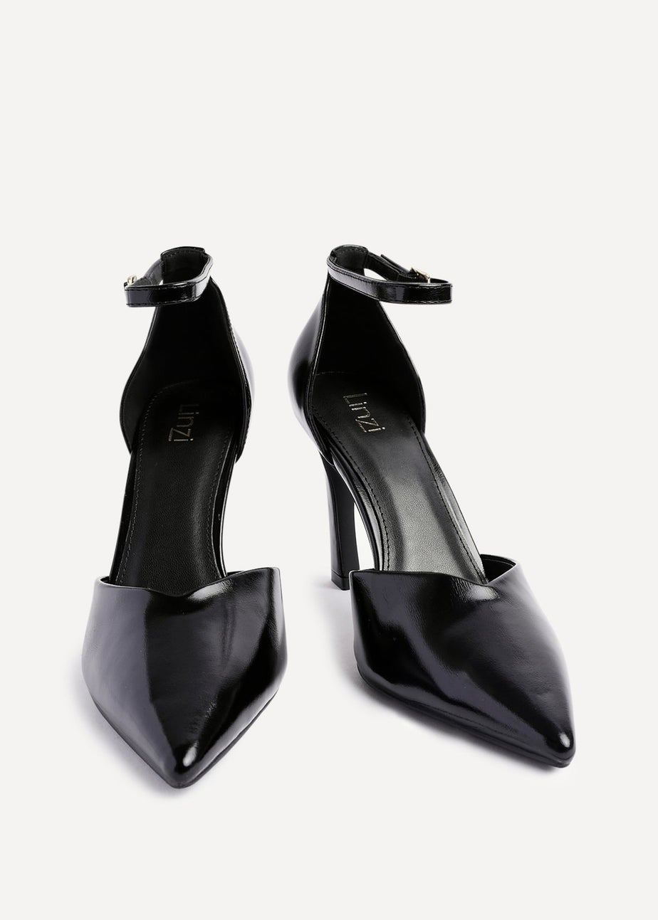 Linzi Moira Black Faux Leather V Cut Court Heel