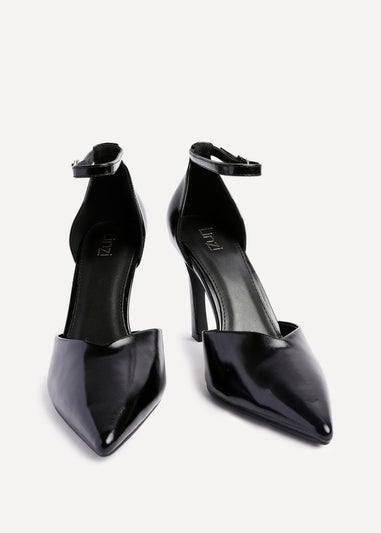 Linzi Moira Black Faux Leather V Cut Court Heel