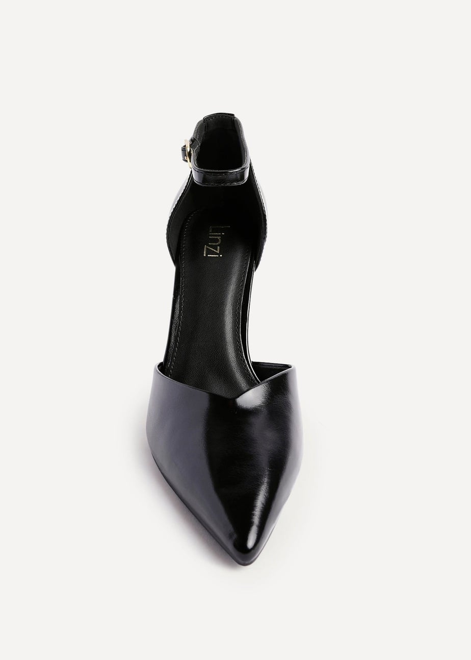 Linzi Moira Black Faux Leather V Cut Court Heel