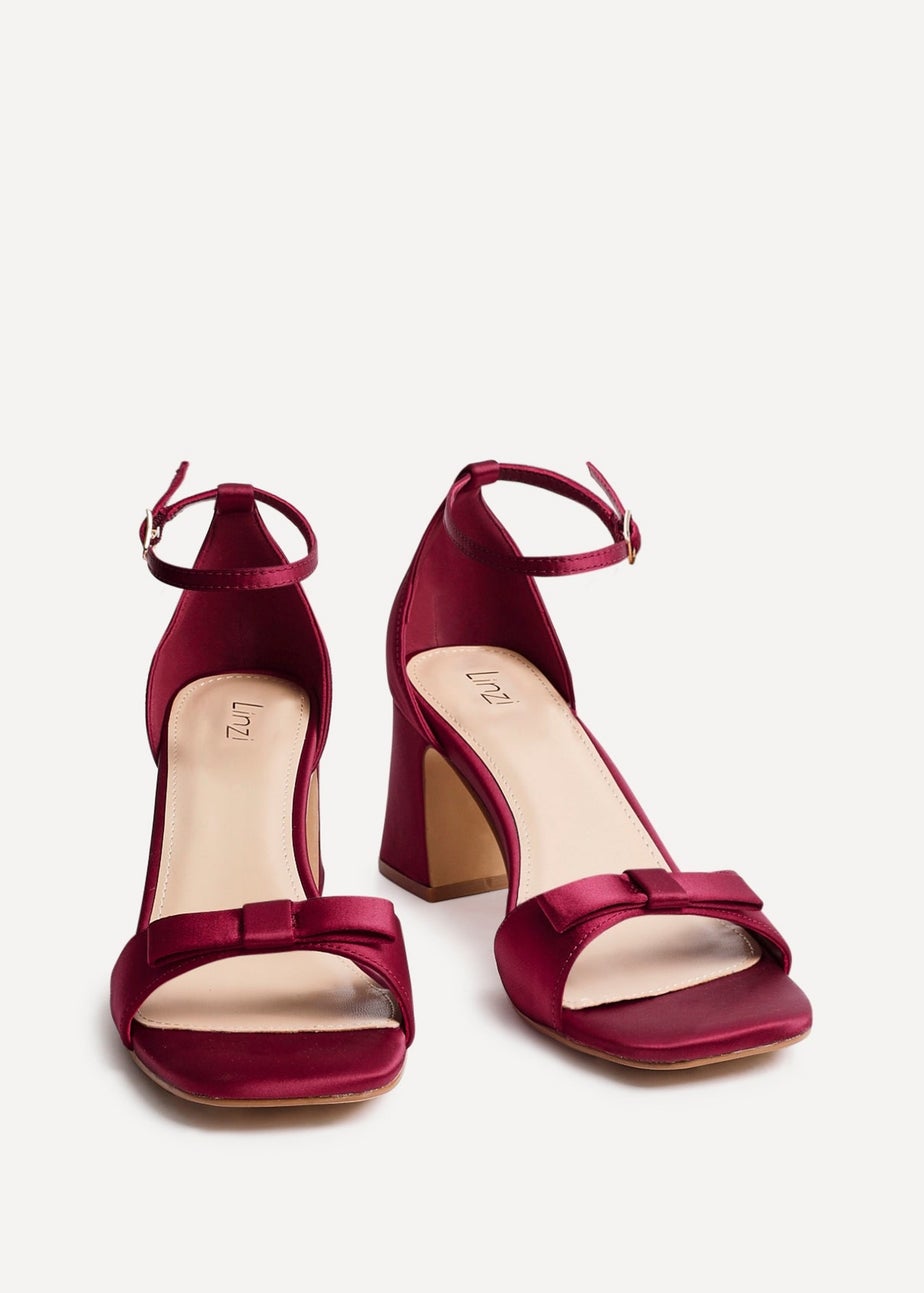 Linzi Orena Red Satin Block Heel