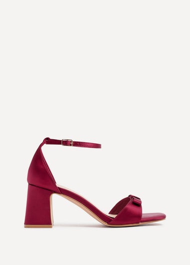 Linzi Orena Red Satin Block Heel