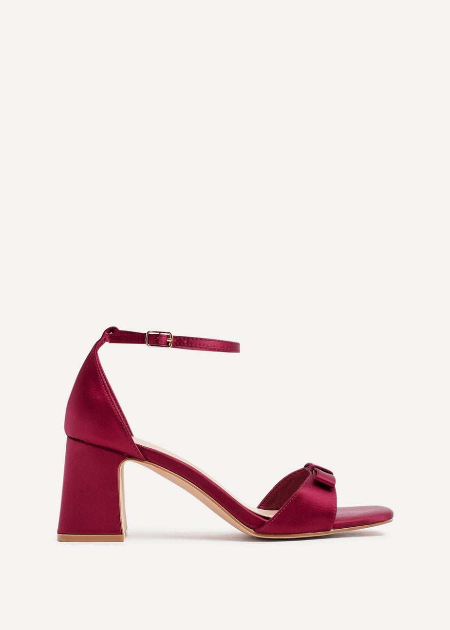 Linzi Orena Red Satin Block Heel