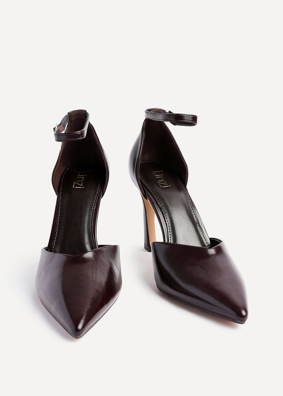 Linzi Moira Brown Faux Leather V Cut Court Heel